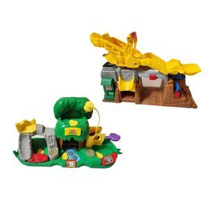 Fisher-Price Little People Playset Lot – Jungle Treehouse + Construction Site